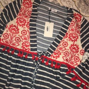 open tie striped cardigan